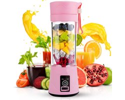 Draagbare blender - On the go - Mini - Portable - Draadloos - Voor onderweg - Smoothie maker - Beker - To go - Roze - Nu Inclusief smoothie recepten PDF!