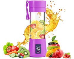 Draagbare Blender - On the Go - Mini Smoothie Maker - Draadloos & Oplaadbaar - Voor Onderweg - To Go Beker - Paars