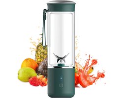 draagbare blender, smoothie blender, glazen blender, 500 ml blender, blender to go, keukenapparaat, fruit blender, sapmaker, ijscrusher, elektrische blender, groen