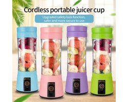 Draagbare Draadloze Blender met 6 bladen - USB Oplaadbare Mini-sapblender - Mini Blender - Shake Mixer - Lichtblauw