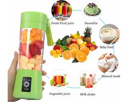 Draagbare en oplaadbare Blender-GROEN- mini fruit & groeten mixer 380 ml Oplaadbaar -Blender To Go- Casamix