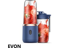 EVON Blender - Draagbaar - Blender To Go - Blender Smoothie - USB Oplaadbaar - Draadloos - Compact - Mini smoothie maker - Oplaadbare blender - Smoothies - Fruit - Mixer - Blender -