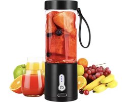 Home2LS Draagbare Blender - Draadloze Blender - Blender To Go - Portable Blender - Protein Shaker - Smoothie Maker - USB Oplaadbaar - 500 ML - Zwart