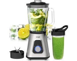 Iceagle Blender Mixeur 1300W - 2-in-1 Smoothie Blender Multifunctioneel met Kom 1,5 L & Kop 600ml, Ice-Crush, 2 Snelheden