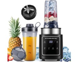 Kitchen Royal® - Blender - Smoothie Maker - Krachtige 1200 Watt Blender met To-Go Beker 700 ml - 4 Standen - Zwart