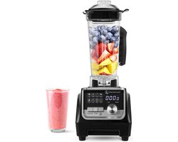 Kitchenwell Power Blender - 2000W - 2L - Smoothie Maker - IJscrusher - 9 Standen - RVS/Zwart