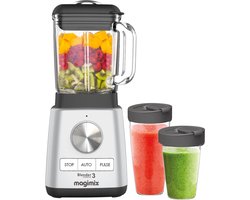 Magimix Blender Power 3 - Smoothie Maker - 1,2 Liter - Ice Crusher - Mat Chroom - + To go cups