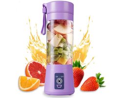 MCBOSON - Blenders - Smoothie makers - Draagbare Blender - Draadloze blender - Mini Blender - Blender to go - Oplaadbare mini Blender - USB Oplaadbaar - 6 mesjes - 380ML - Paars