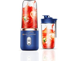 Mini Blender Blauw - USB - Compact - 6 Messen - Blender To Go - 400 ML - Smoothie Maker - Sporten