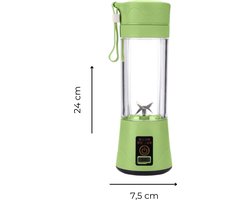 Mini Blender - Groen - Draadloos & Draagbaar - Smoothie Maker - Sapcentrifuge - Mini Juicer - Sap maker - Mini Mixer - USB Oplaadbaar - Vruchtensap - Cup - Fles - Reis - Portable