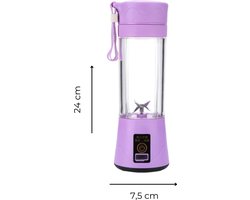 Mini Blender - Paars - Draadloos & Draagbaar - Smoothie Maker - Sapcentrifuge - Mini Juicer - Sap maker - Mini Mixer - USB Oplaadbaar - Vruchtensap - Cup - Fles - Reis - Portable