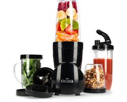 Ocina Mini Blender - Smoothie Maker - Blender To Go - 500W - 12-Delige Set - 4 Bekers - Zwart