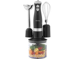 Petra 3-in-1-blender - garde, mixen en hakken, 2 snelheden, roestvrij staal, 350 W, zwart