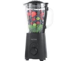 Petra glazen kan blender, 1,5 l, blenderkan, veiligheidsvergrendeling, 2 snelheden, pulsfunctie