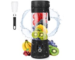 Portable Mixer met Zes 3D Blades - USB Oplaadbaar - Persoonlijke Mini Sap Mixer - Juicer voor Thuis/Kantoor/Buiten Zwart