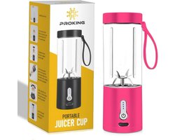 PROKING Mini Blender – Smoothie Maker – Blender To Go – USB-oplaadbaar – Oplaadbare Blender – 530 ml Roze