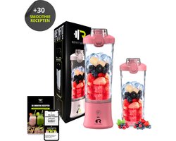 ReyFit Sports Draagbare Blender 600ML - Smoothie Maker - Ijsbreker - Blender to go - Portable Blender - Draadloos - USB Oplaadbaar - 280W - Roze - Kerst Cadeau