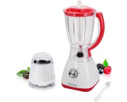 Royalty Line® SM400P2L Blender - 1.5 Liter Smoothie Maker Met Koffiemolen - Krachtig 500W - 3 Snelheden - Kunststof Kan - Wit / Rood