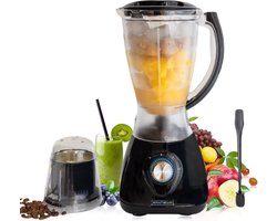 Royalty Line® SM400P2L Blender - 1.5 Liter Smoothie Maker Met Koffiemolen - Krachtig 500W - 3 Snelheden - Kunststof Kan - Zwart