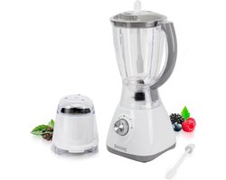 Royalty Line® SM400P2L Blender Met Koffiemolen - Smoothie Maker - 1.5L Plastic Kan - 500W - Blenders met 3 Snelheden - Smoothie Blender Met Extra Bonenmaler - Grijs