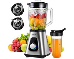 Safecourt Kitchen Blender - Smoothie maker - Krachtige 1200W - To-Go Beker - 3 Standen - RVS