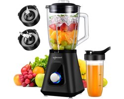 Safecourt Kitchen Blender - Smoothie maker - Krachtige 1200W - To-Go Beker - 3 Standen - Zwart