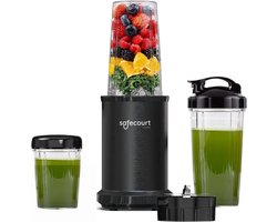 Safecourt kitchen - Power Blender - 1000W - 2x blender to go - smoothie maker - Incl. receptenboek - Zwart