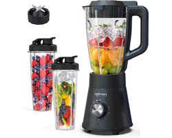 Safecourt Kitchen Power blender - 5 automatische programma's - Smoothie maker - 1300 Watt - Zwart