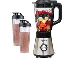 Safecourt Kitchen Power blender - 5 automatische programma's - Smoothie maker - +2 to go cups - RVS