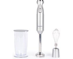 Salter Aspen Blend & Whk Pro – 2 in 1 mixer voor voedingsmiddelen, Immersion Stick Blender, elektrische bakgarde, voedselhakmolen, roestvrijstalen mes, variabele snelheidsinstellingen, beker van 700 ml, 1000 W, zilver