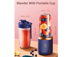 Smoothie Maker - Blauw - Oplaadbare Mini Blender - Smoothies & Shakes - Draadloos & Draagbaar - Fruit Mixer - USB Oplaadbaar - 6 bladen - multifunctionele - 520ML