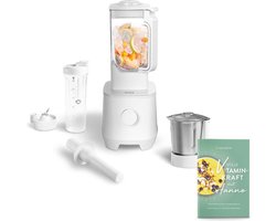 Springlane Power Blender Hanno 2000 W - 2,5 L Tritan Kan - Wit + Roestvrijstalen Mengkom en To Go Beker