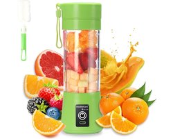 USB Elektrische Juicer Mixer Draagbare Blenderbeker Mini Blender Draagbare Blender voor Shakes en Smoothies 380ml Sap, Zes Messen Geweldig voor Mixen (Groen) - Gezonde Draagbare Sapmaker met Oplaadbare Batterij