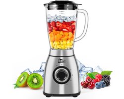 Uten Power Blender Serie SL-A01-1 - Blender glazen kan - 2 Liter - 1800 Watt - 5 snelheden - 6-bladig - Smoothie Maker - Zilver