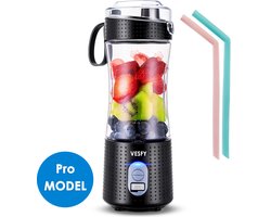 Vesfy Blender To Go met Bekerbostel en Incl. Rietjes - 380ml - USB Oplaadbaar - Mini blender - Smoothie maker - Mixer - Smoothie blender