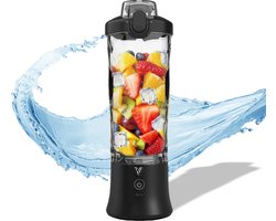 Vipes® - Draagbare USB-Oplaadbare Blender - 600ML - Zwart - 6 Messen - 4000mAh - LED-verlichting - Portable - Blender to go - Mini Juicer - Smoothie Maker - Draadloos - Ideaal voor Shakes, Smoothies en Meer - Geschikt voor Reizen, Kantoor en Sport