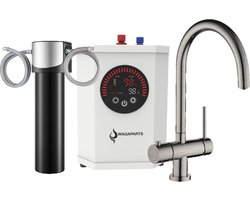 3in1 direct kokend heet waterkraan incl. boiler en filter- 2.4L boiler - Nikkel