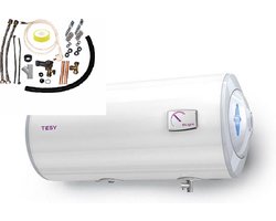 Bi-Light elektrische warm water boiler 100 L horizontaal met inbegrepen installatieset, muurmontage