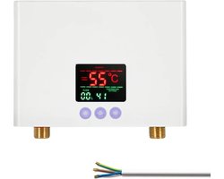 Vostara - Doorstroom Verwarmer - Mini Tankloze Boiler - Wandmontage - LED Display - Afstandbediening - Wit - Met Bedrading Aansluiting