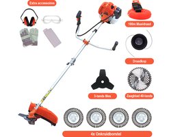 Kibani Kantenmaaier 4-in-1 – Bosmaaier Benzine - 52 cc / 1.9 pk 2-takt Motor – Incl. 4 Onkruidborstels, Maaidraad, Zaagblad 40-tands en Veiligheidsset