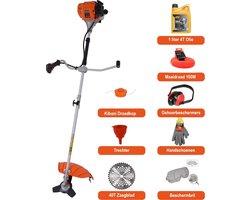 Kibani Kantenmaaier – Bosmaaier Benzine – 31cc / 1.09 pk 4-takt Motor – Incl. 40 tands zaagblad 3-tands Mes, 4T olie, Gehoorbeschermer, Handschoen, beschermbril, Draagriem & Draadkop