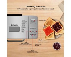 Broodbakmachine -Broodmaker - Automatisch Broodbakken - Broodsnijmachine - Broodmachine - Programmeerbare Brood Machine - Grote Capaciteit - Eenvoudig Te Gebruiken