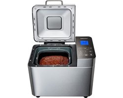 Broodbakmachine - Roestvrijstalen Behuizing - 600 watt - 1000g - 25 Automatische Programma's - 3 Bruiningsniveaus - Bakplaat met Antiaanbaklaag - LCD-display - Kijkvenster - Warmhoudfunctie