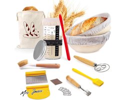 Mrs. Jones Broodset Rijsmandjes Zuurdeeg Starterset Bakaccessoires - 23 cm Rond 25 cm Ovaal - Beginners Set. .