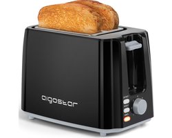 Aigostar Warrior 30JRL - Broodrooster - Toaster - 7 Warmteniveaus - 2 Extra Brede Sleuven - Reheat en Ontdooi-functie - 750W - Zwart