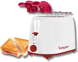 Beper Broodrooster - Toaster - 7 Roosterniveaus - 2 Sleuven - Broodrooster met Tostiklemmen - Wit