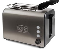 Black+Decker - Broodrooster met Tostiklemmen - Tosti apparaat - Stijlvol Design - Metallic