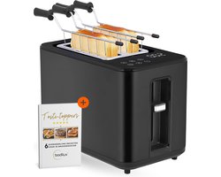 Bodilux® Broodrooster met Tostiklemmen - Tosti apparaat - Brede Sleuven - Toaster - 7 bruiningniveaus - Sandwichfunctie - Roestvrijstaal - Zwart - Geschikt Voor Tosti's