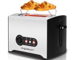 Broodrooster Aigostar - 6 Warmteniveaus - Toaster - 2 sleuven - Zwart/RVS