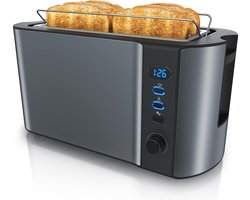 Broodrooster met Tostiklemmen - 3 in 1 Broodrooster - 6 Niveaus - Met kruimellade - Grijs - Broodrooster - broodrooster 4 sneden - broodroosters - Toaster